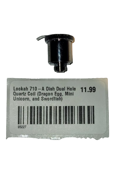 Photograph of product: Lookah 710-A Dish Dual Hole Quartz Coil (Dragon Egg, Mini Unicorn, and Swordfish)