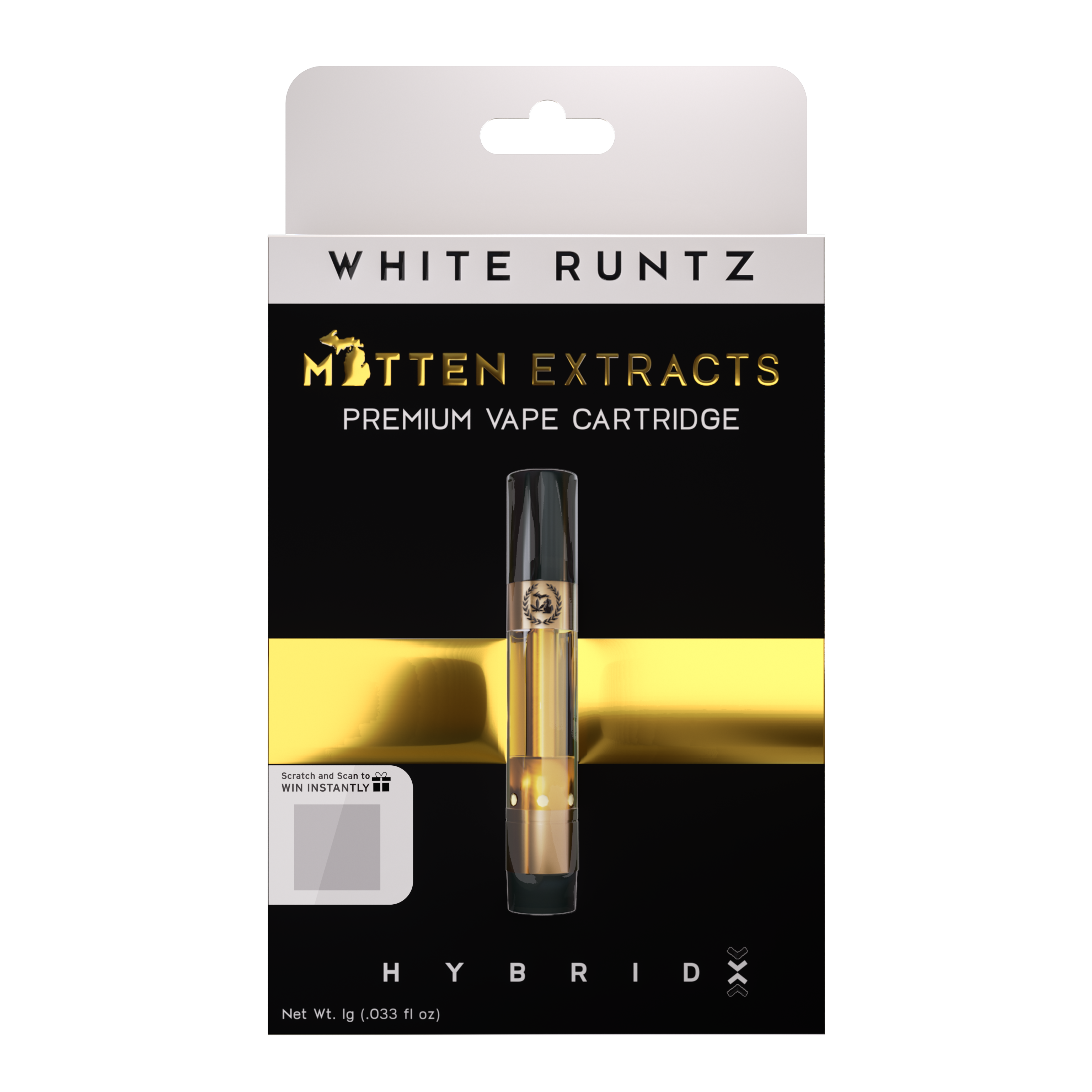 Photograph of product: Mitten Extracts - Cartridge 1g - White Runtz - Hybrid