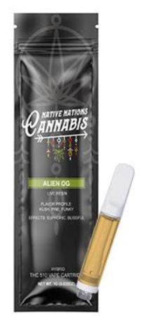 Photograph of Product: Alien OG Live Resin Vape Cartridge | Hybrid | Native Nations