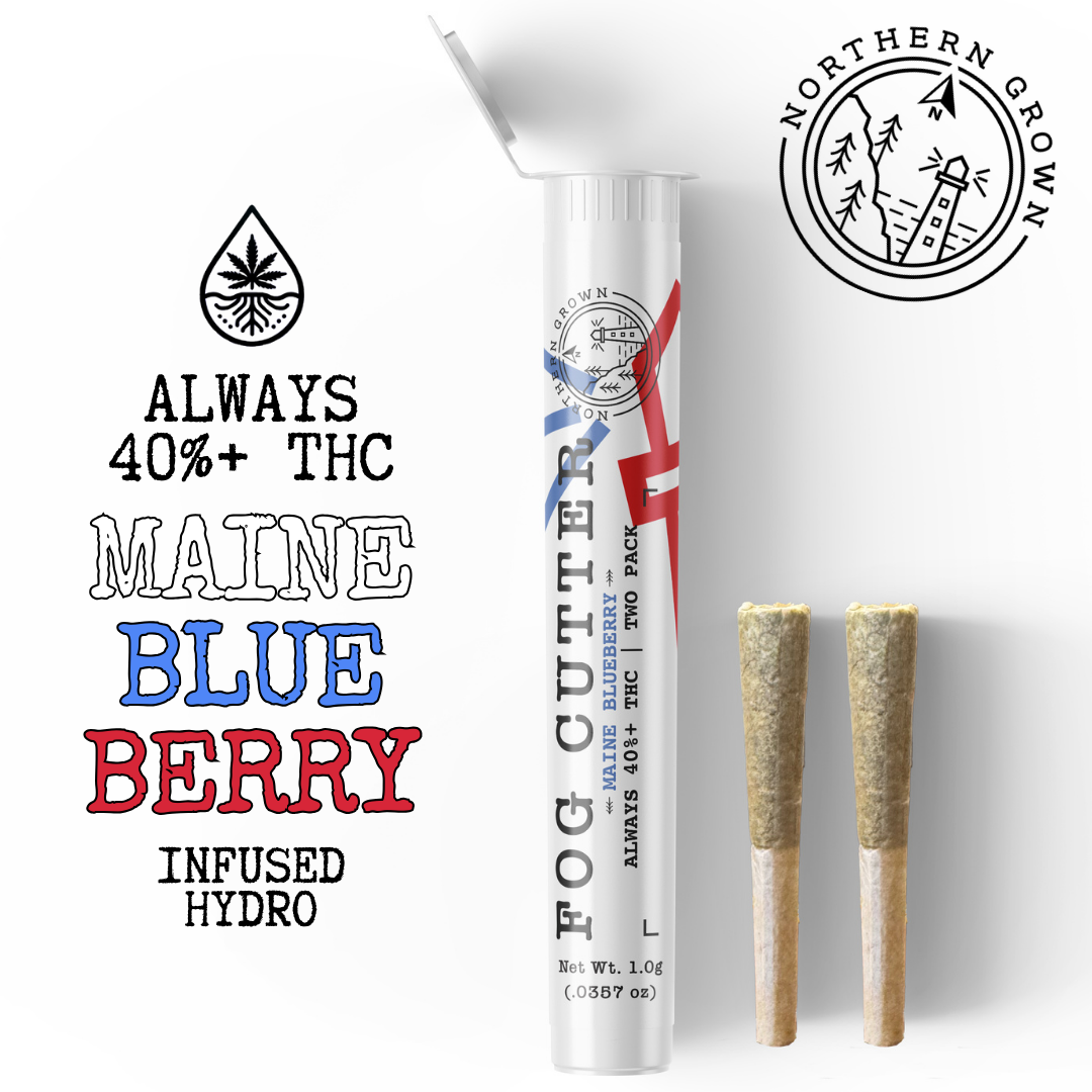 Photograph of product: Infused Pre-Roll Pack | Fog Cutter | Maine Blueberry 2pk | 0.5g each