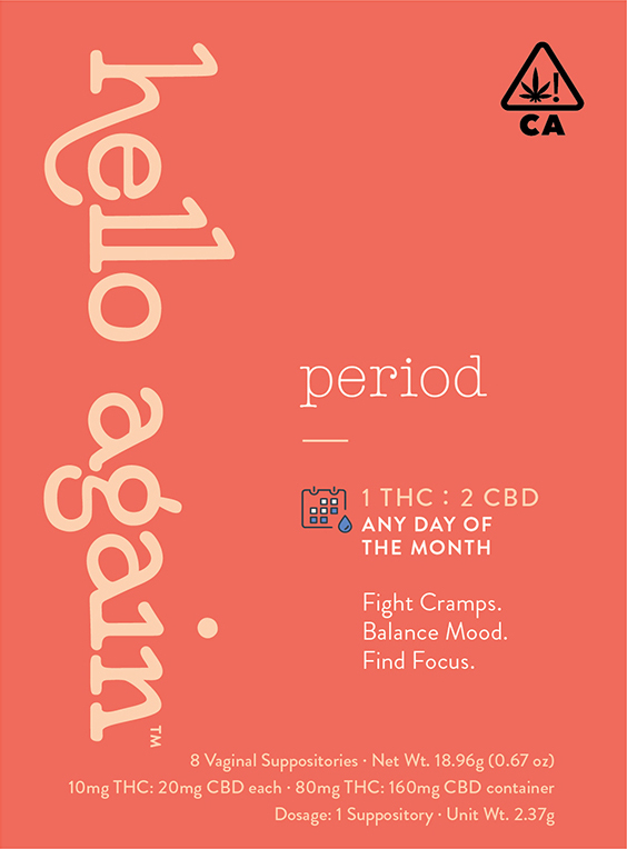 Photograph of Product: Hello Again Period 2pk  1 : 2  - 10mg THC, 20mg CBD