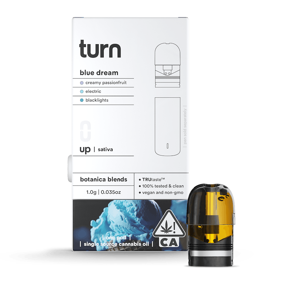 Photograph of product: 1g Blue Dream (Oui'd) Botanica Blends Turn Pod TH-oui:87% $35 or 2/$60