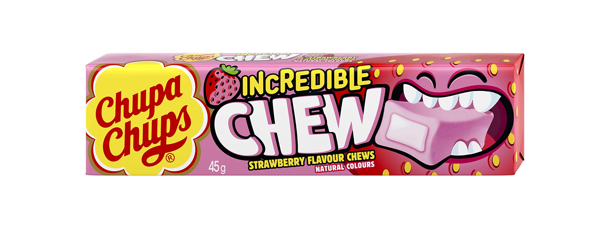 Photograph of product: Chupa Chups Incredible Chew Strawberry