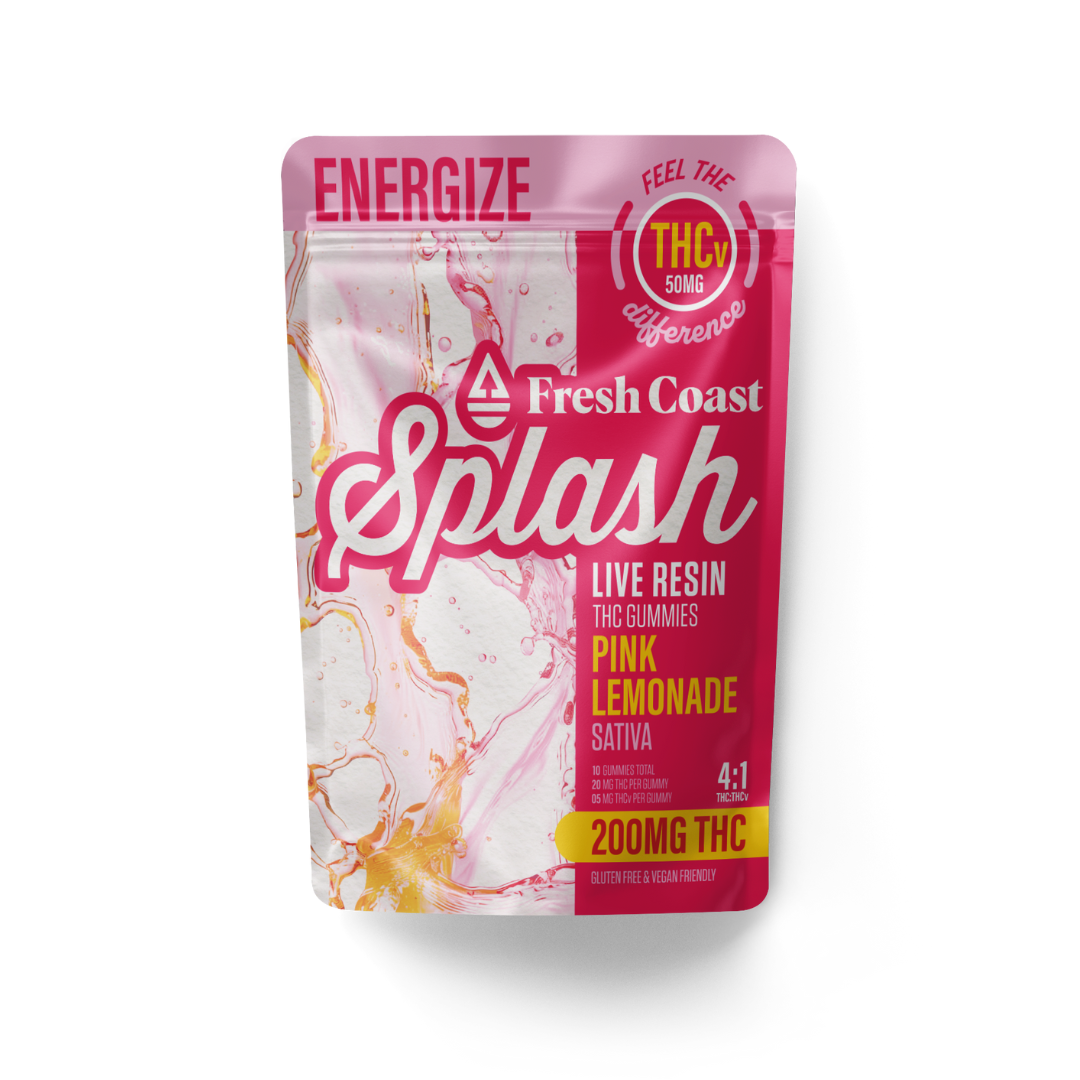 Photograph of product: Splash | Pink Lemonade Live Resin Gummies | 4:1 TH-oui:TH-ouiv | 200mg