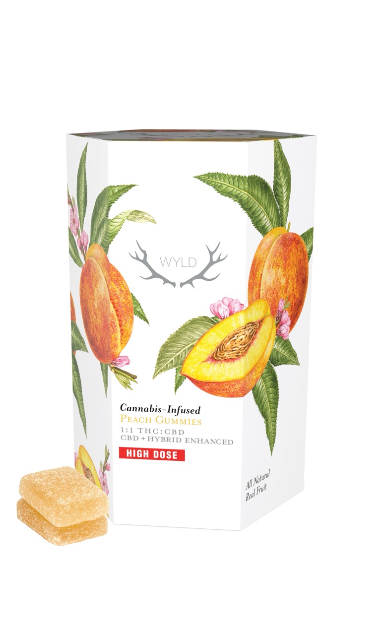 Photograph of product: Peach - WYLD Hybrid 1:1 Gummies