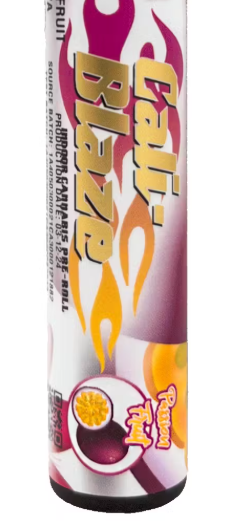 Photograph of product: CALI-BLAZE PASSION FRUIT TARANTULA LIQUID DIAMONDS INFUSED PREROLL  1G