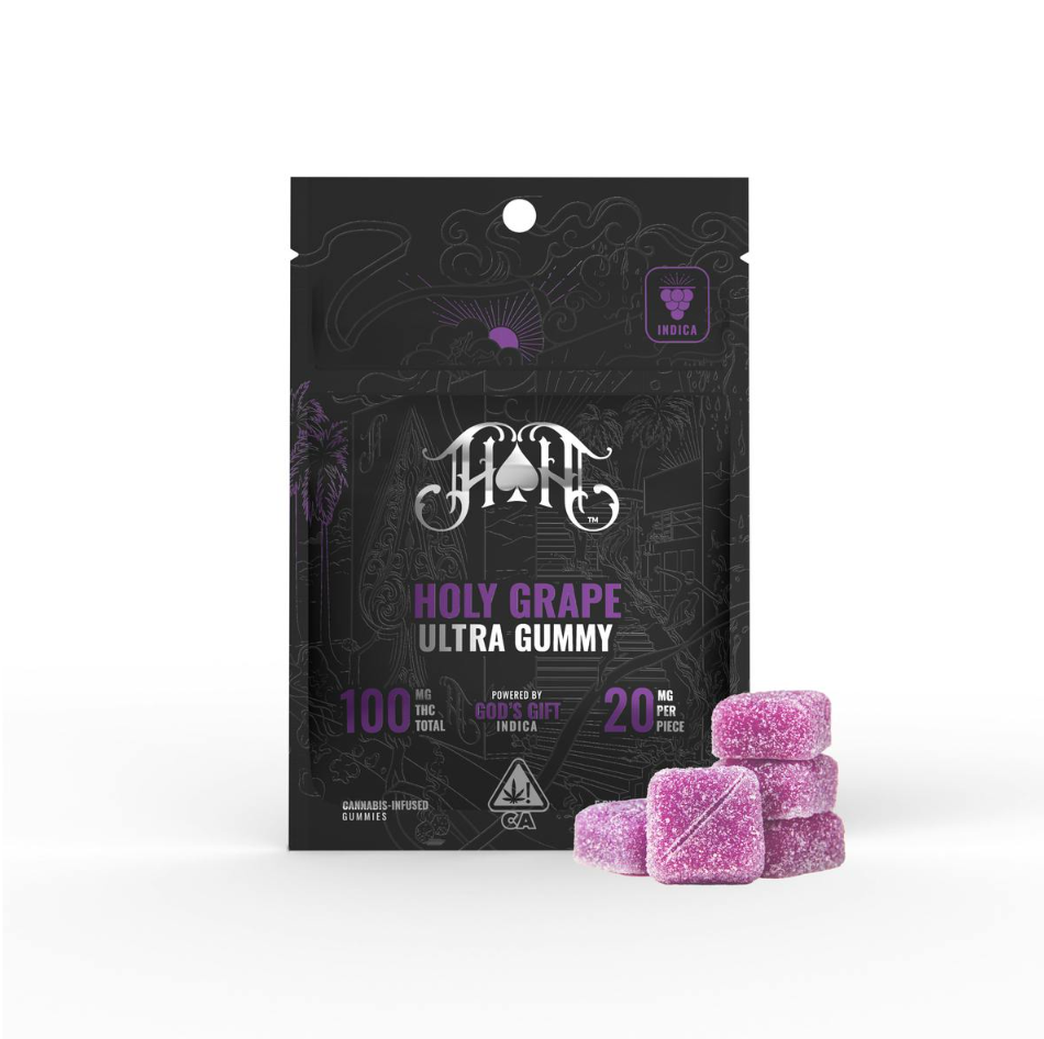 Photograph of product: Heavy Hitters: 100mg TH-oui Gummy Pack: Holy Grape [I]