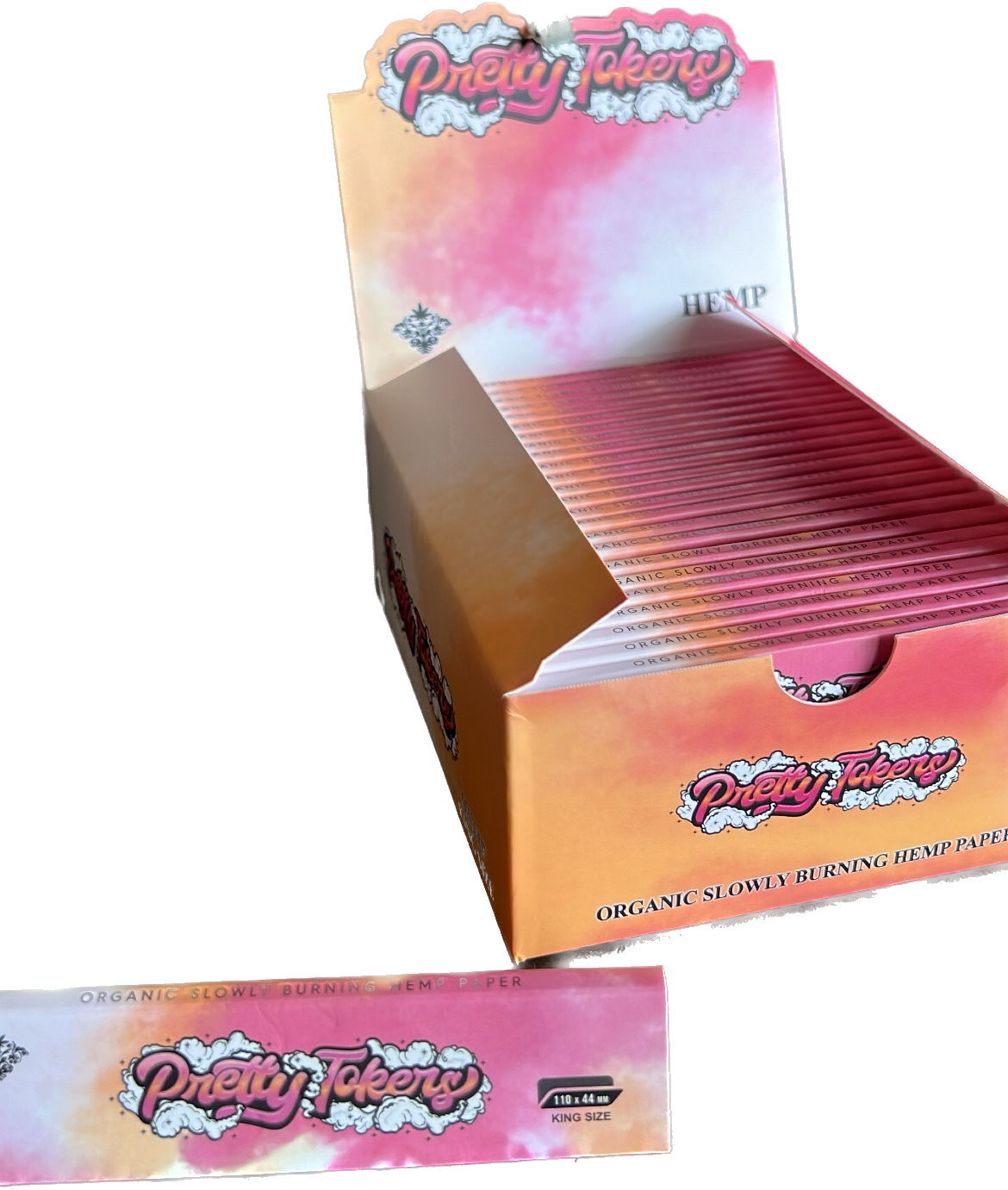 Photograph of product: Pretty Tokers - Organic Slow Burning Hemp Papers Queen Size - 32 Pack