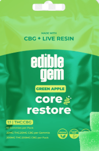 Photograph of product: Edible Gem - Green Apple 1:1 TH-oui/CBG - 200mg Live Resin Gummy