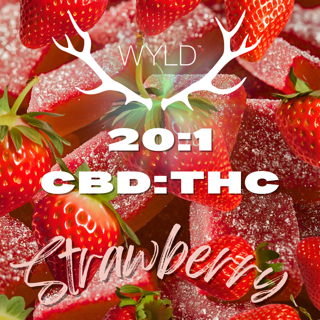 Photograph of product: WYLD - Strawberry 10mg 20:1 CBD:TH-oui Gummies