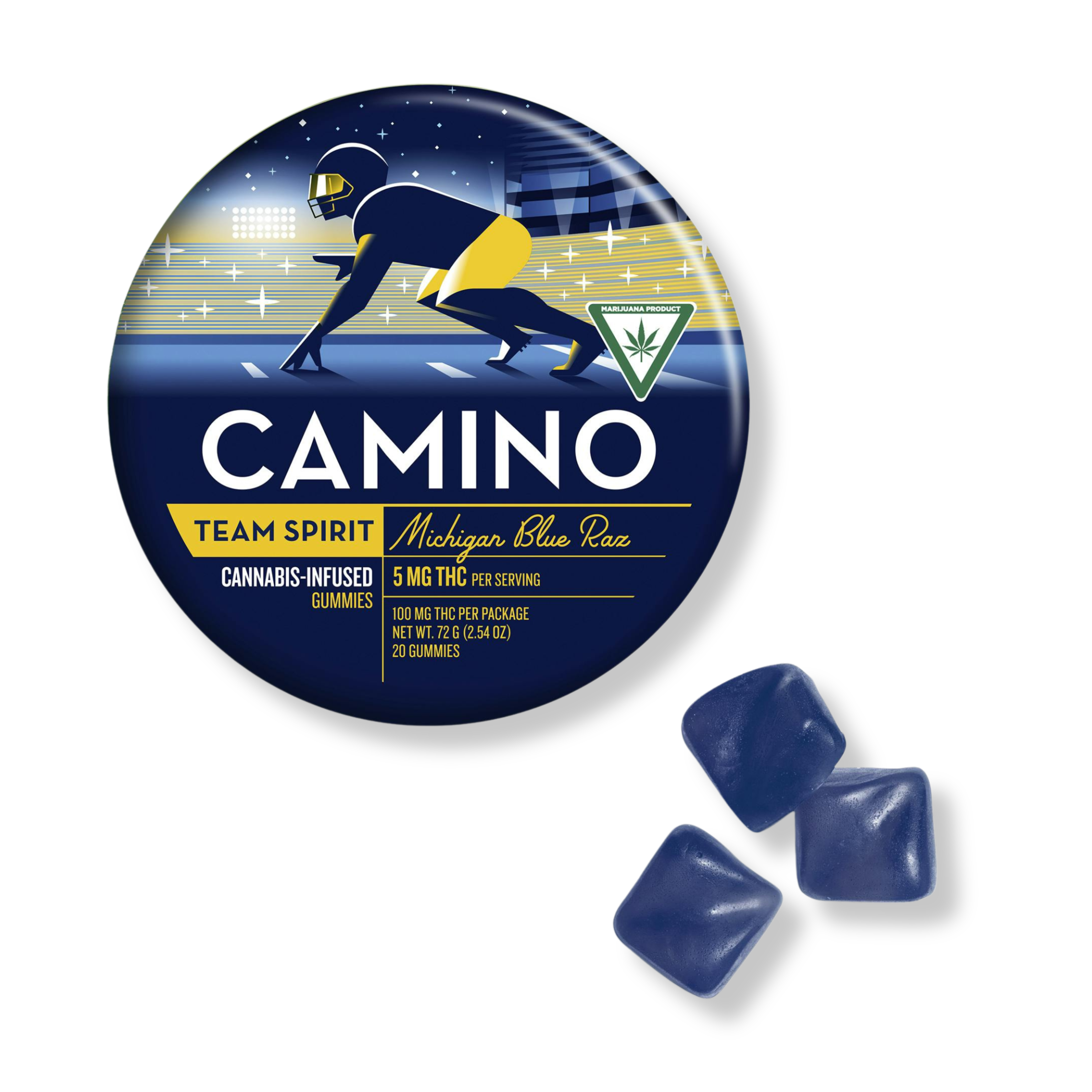 Photograph of product: Blue Razz Michigan 200mg Gummies By Camino