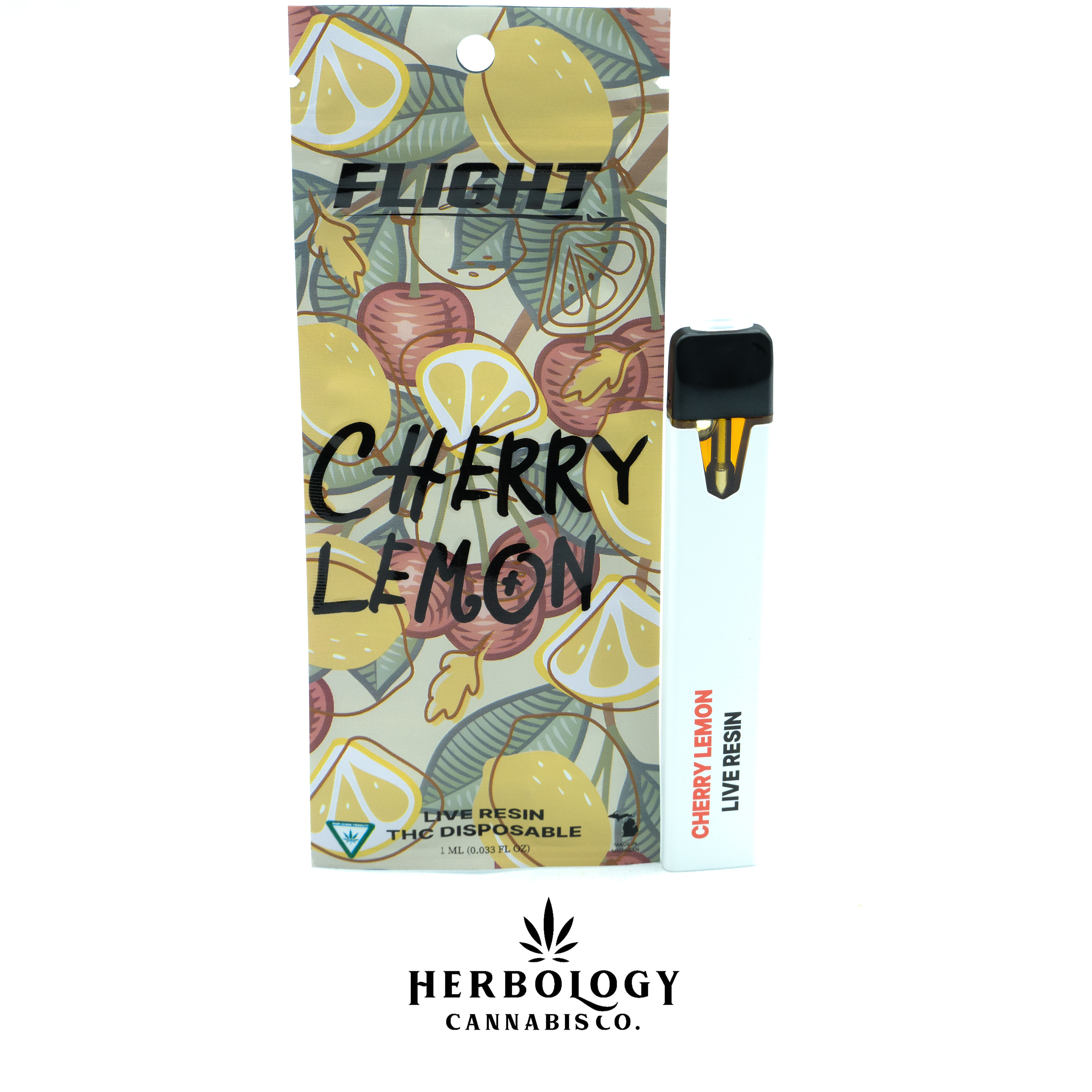 Photograph of product: Flight | Live Resin Disposable Cart | Cherry Pie | 1g