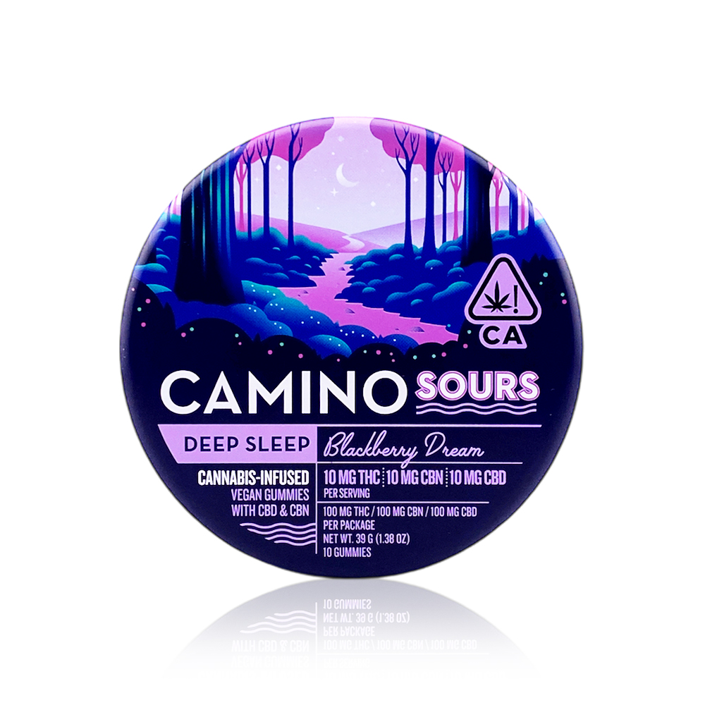 Photograph of product: Camino Sours Blackberry Dream [I] 1:1:1 TH-oui:CBN:CBD 100mg Gummies