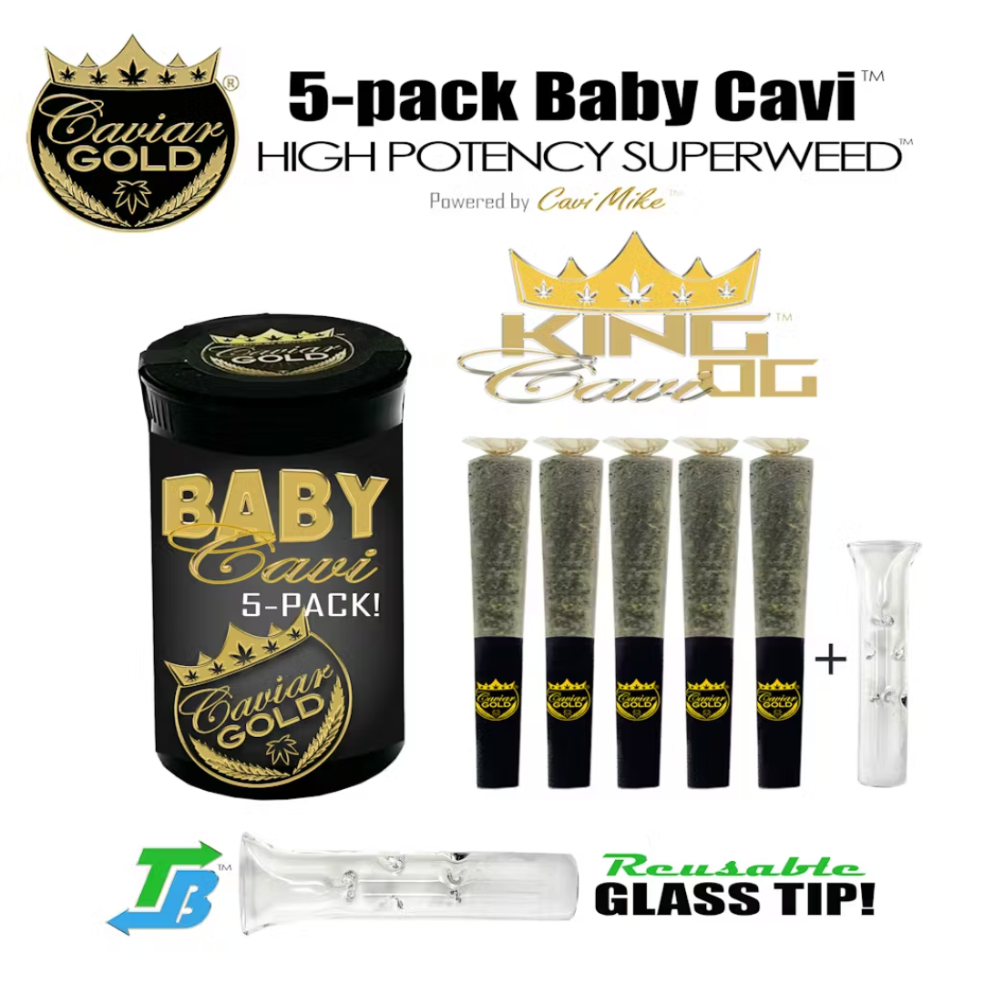Photograph of product: Baby Cavi's - King Cavi OG (Oui'd) Infused 5pk Prerolls