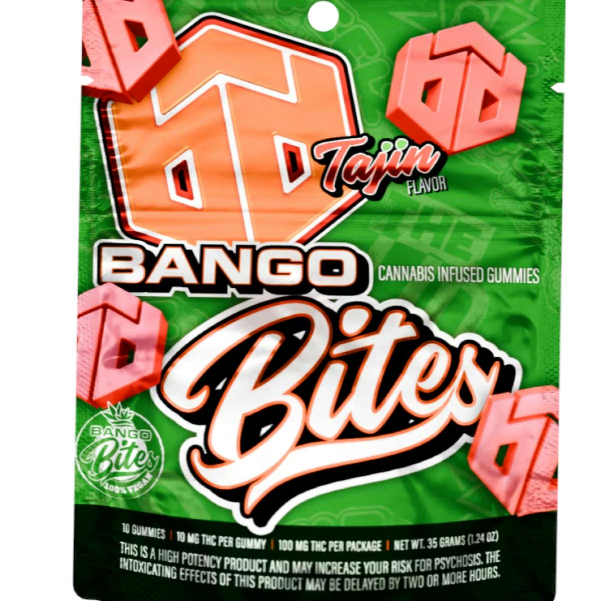 Photograph of product: Bango Bites | Mango Tajin | 10 Pack | 100mg
