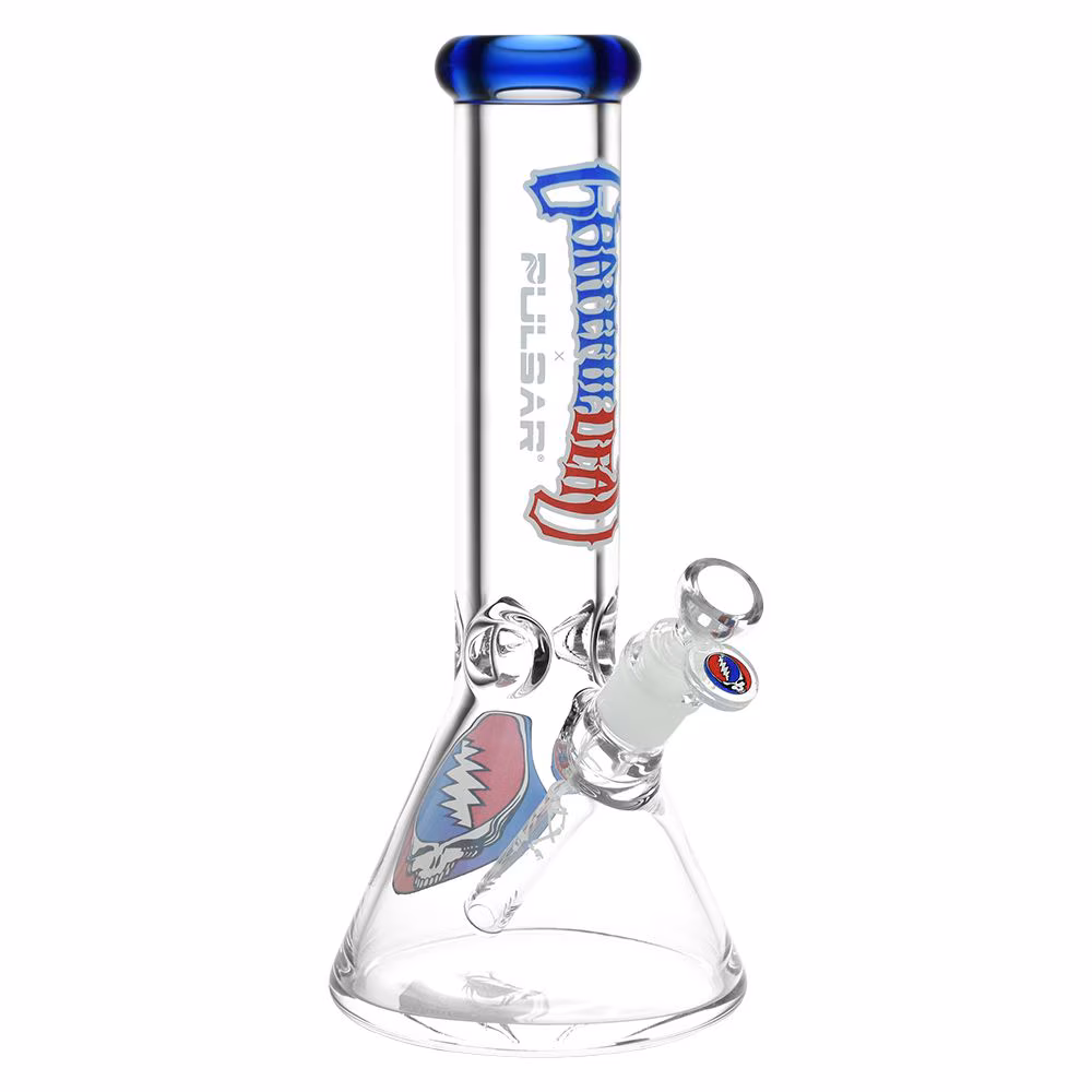 Photograph of product: Grateful Dead x Pulsar Steal Your Face Glass Beaker Water Pipe