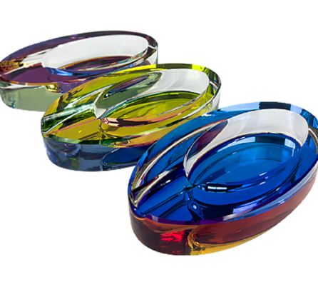 Photograph of product: Oval Iridized Glass Ashtray