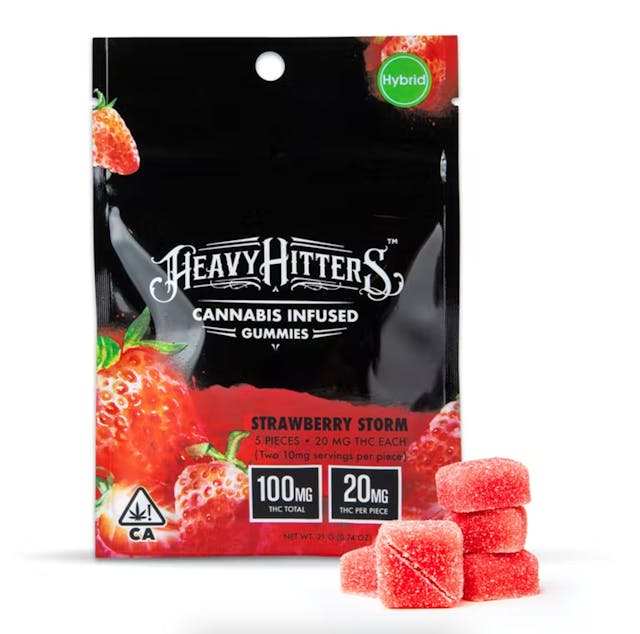Photograph of product: Heavy Hitters Strawberry Storm - 100mg - TH-oui Gummy Pack - 
