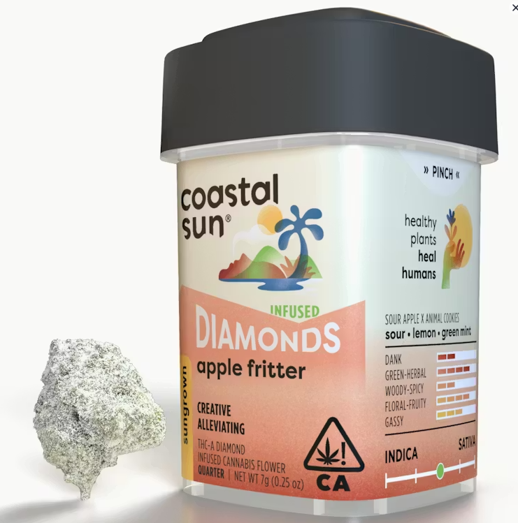 Photograph of product: Coastal Sun Apple Fritter Hybrid Sungrown Infused Flower 7g