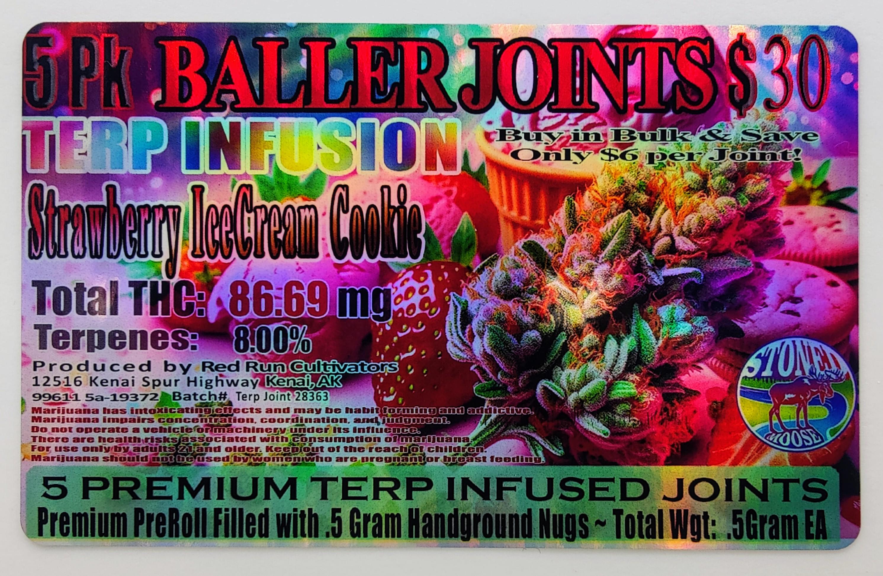 Photograph of product: 5 Pack Strawberry Ice Cream Cookies Terp Pre Rolls