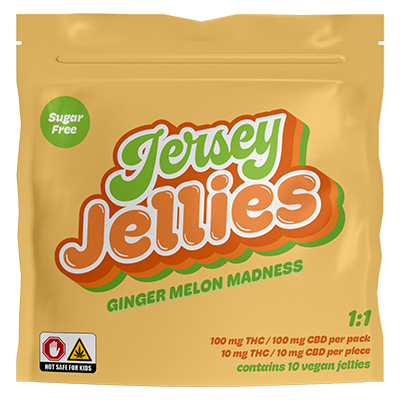 Photograph of product: Daytime Sugar Free Cured Resin Gummies Ginger Melon Madness 1:1 (Ten 10mg TH-oui / 10mg CBD)