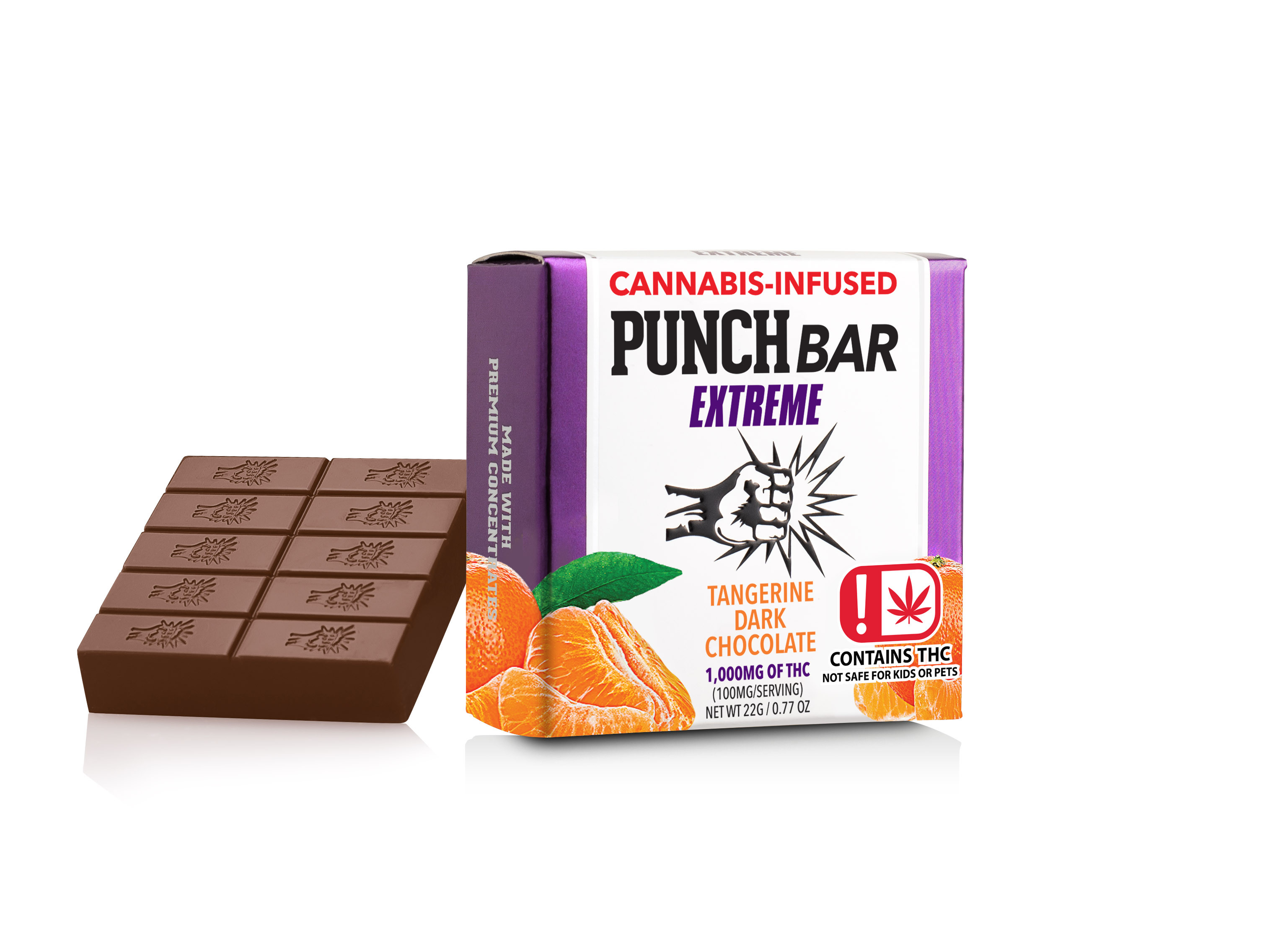 Photograph of product: Dark Chocolate Tangerine - Punch Chocolate Bar
