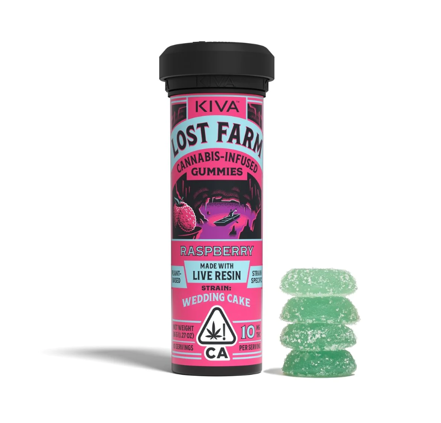 Photograph of product: LOST FARM RASPBERRY GUMMIES 100MG