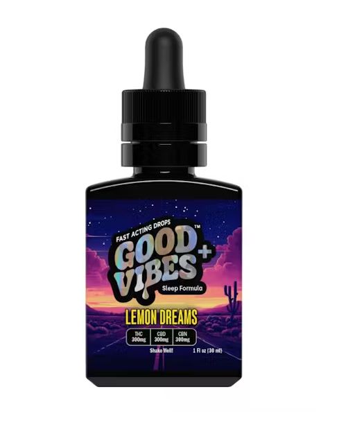 Photograph of product: Good Vibes Sleep Syrup I Lemon Dreams I (1:1:1) 300mg:TH-oui, 300mg: CBD, 300mg: CBN