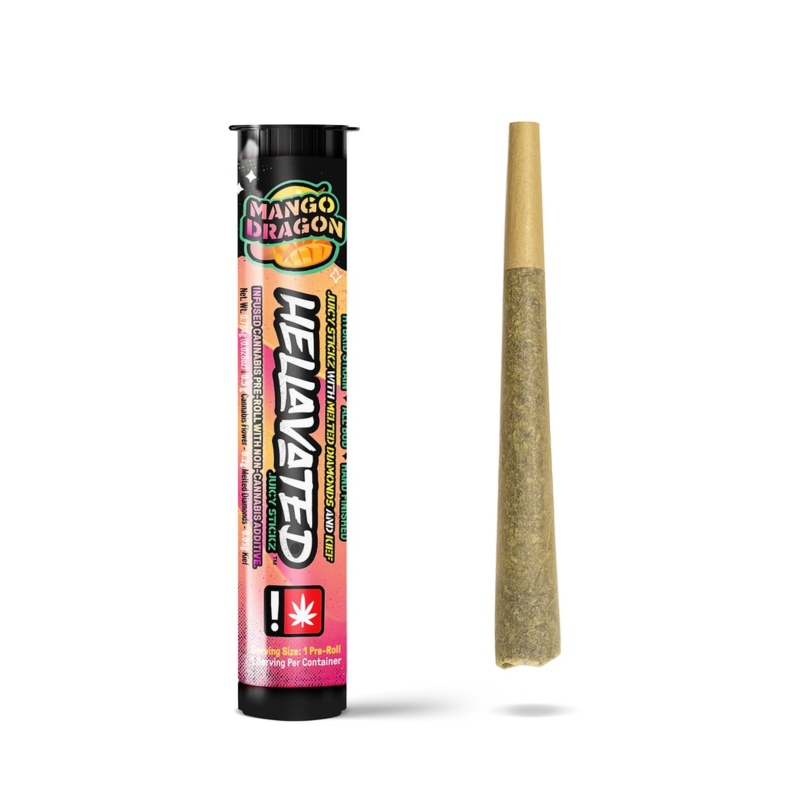 Photograph of product: Hellavated: Infused 0.75G Pre-Roll - Mango Dragon