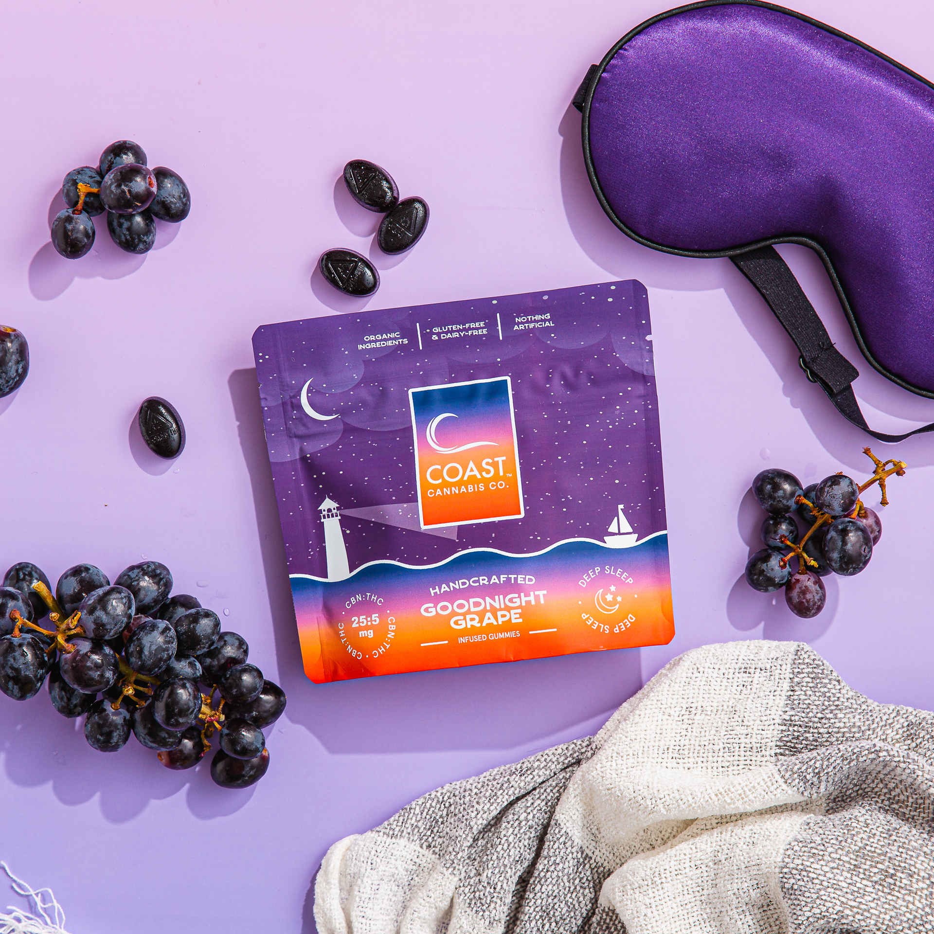 Photograph of product: Gummies | GoodNight Grape | 5TH-oui:25CBN | 20pk | Coast
