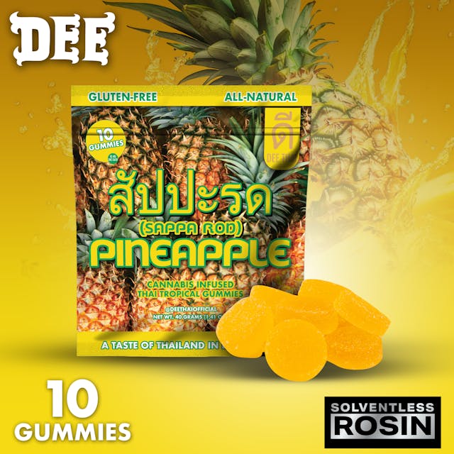Photograph of product: Pineapple Solventless au chocolat Rosin Gummies - 100mg - 