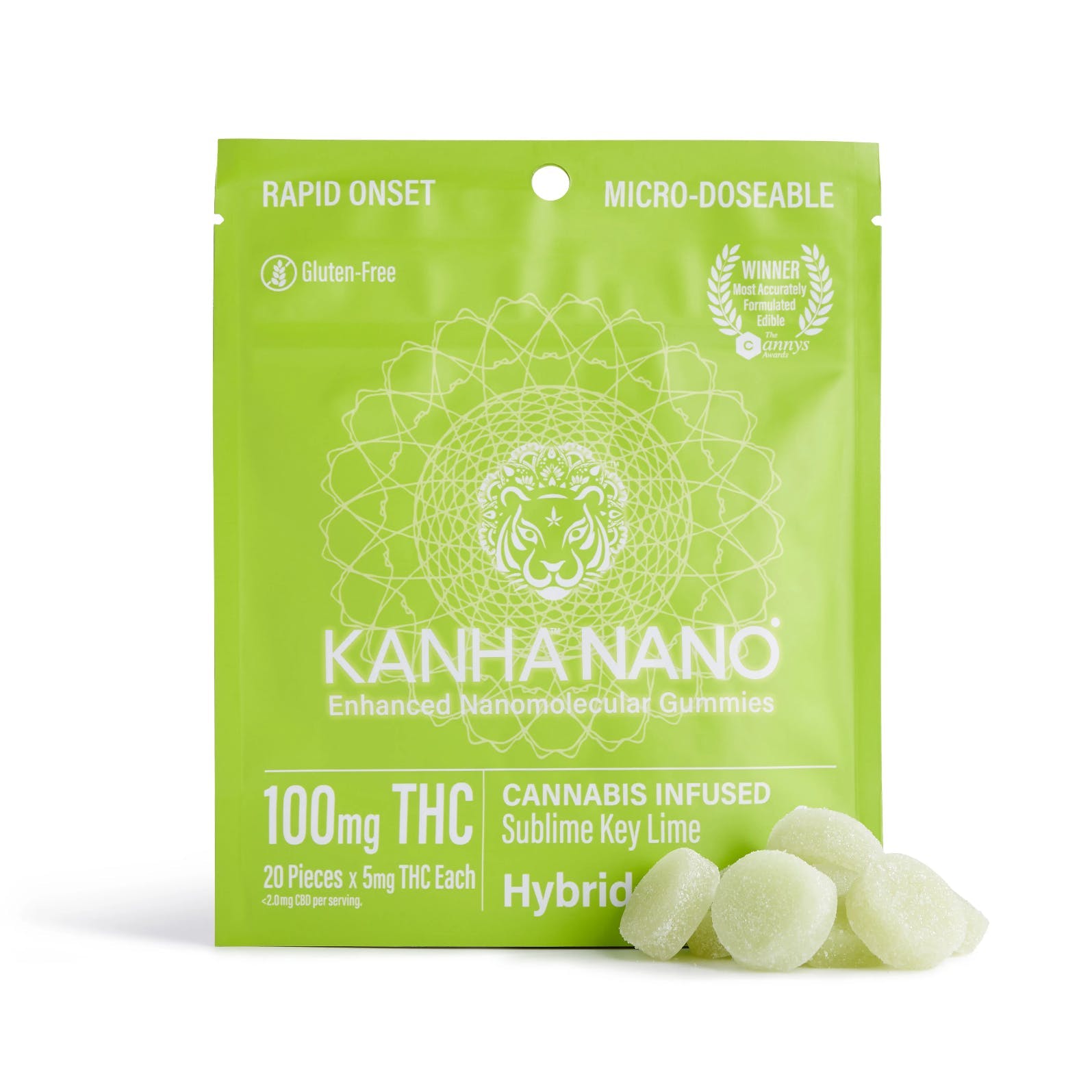 Photograph of product: Kanha - NANO Hybrid Sublime Key Lime Gummies - 20 Pack