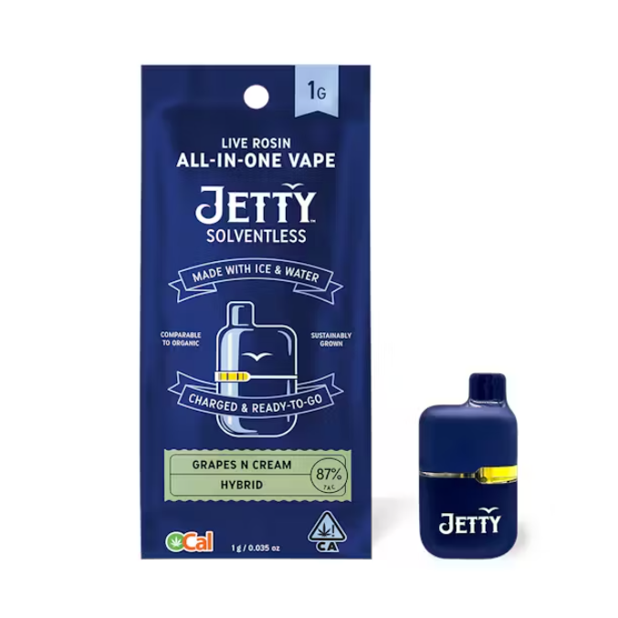 Photograph of product: JETTY - AIO - Grapes N Cream - Solventless - Mini Tank - 1G