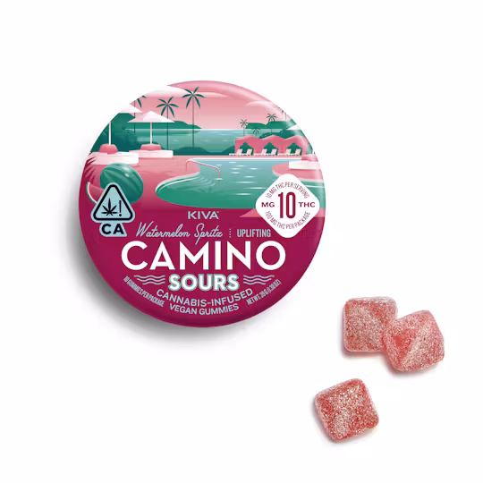 Photograph of product: Kiva | Camino Sours 10mg Watermelon Spritz "Uplifting" Gummies