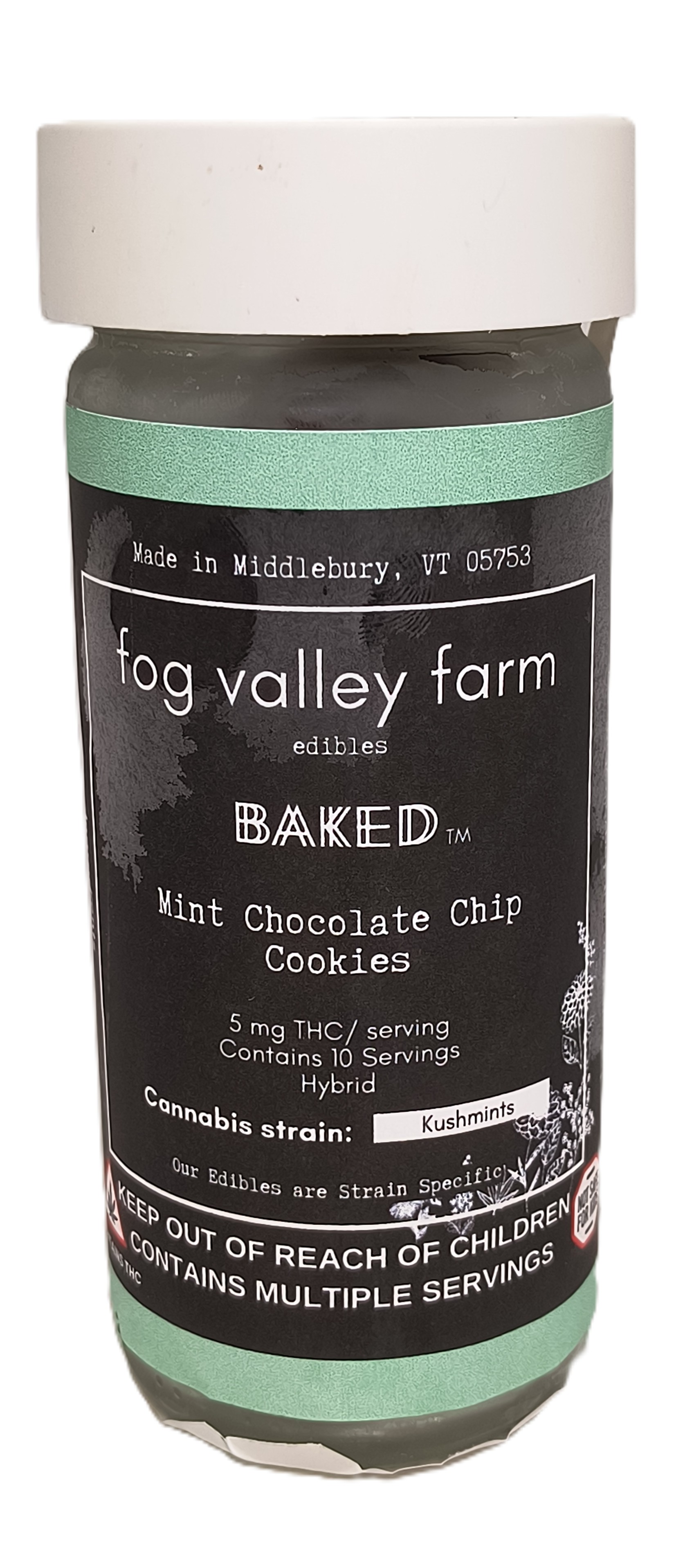 Photograph of product: Baked Mint Chocolate Chip Cannabutter Cookies | 50mg TH-oui | Fog Valley