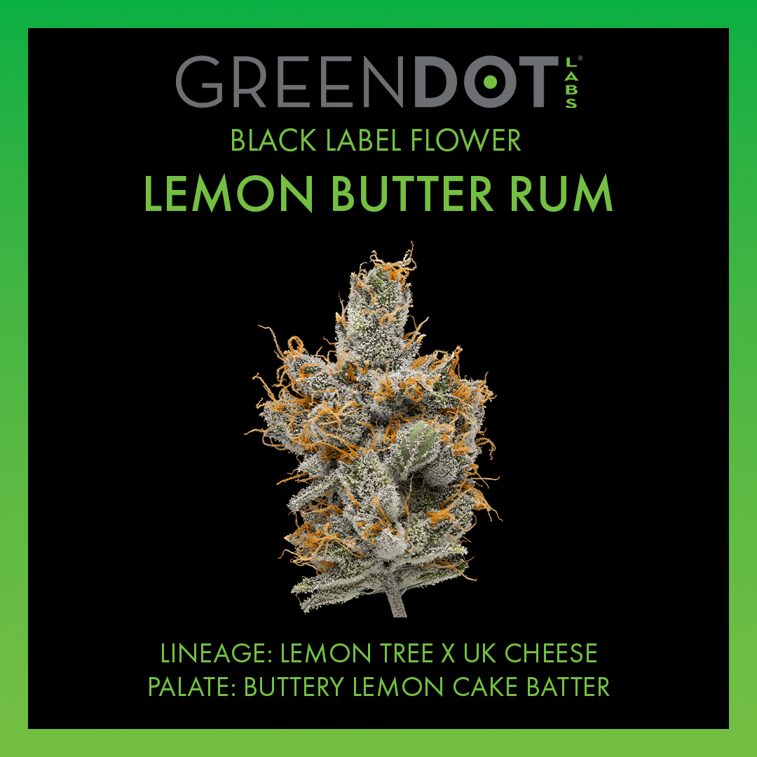 Photograph of product: Green Dot | Black - Jar Flower - Lemon Butter Rum - 7g