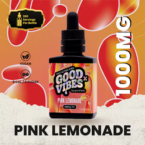 Photograph of product: Good Vibes X Syrup | 1000mg Syrup Tincture | Pink Lemonade
