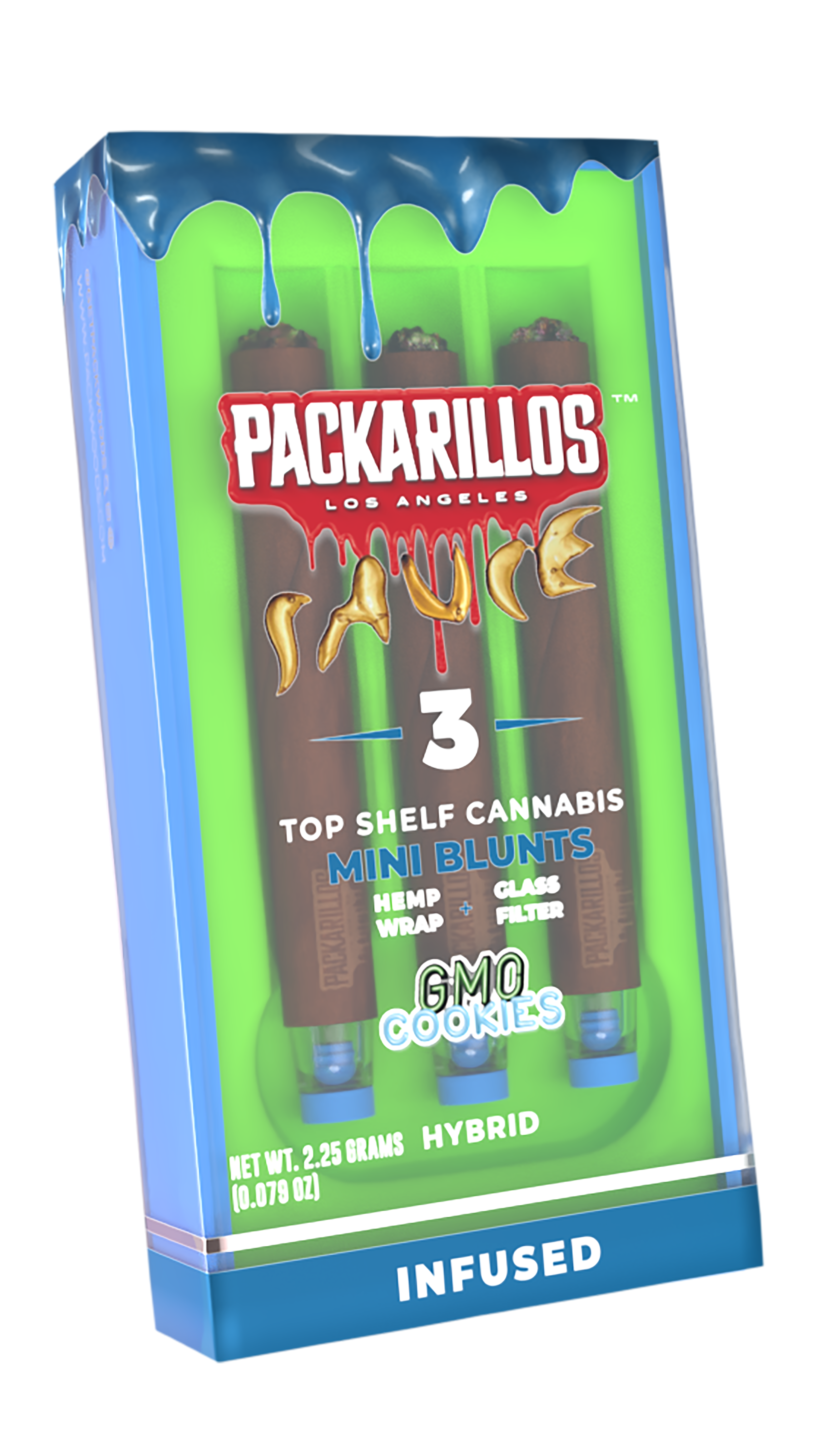 Photograph of product: GMO Cookies | Live Resin Infused Preroll Pack | .75 x 3