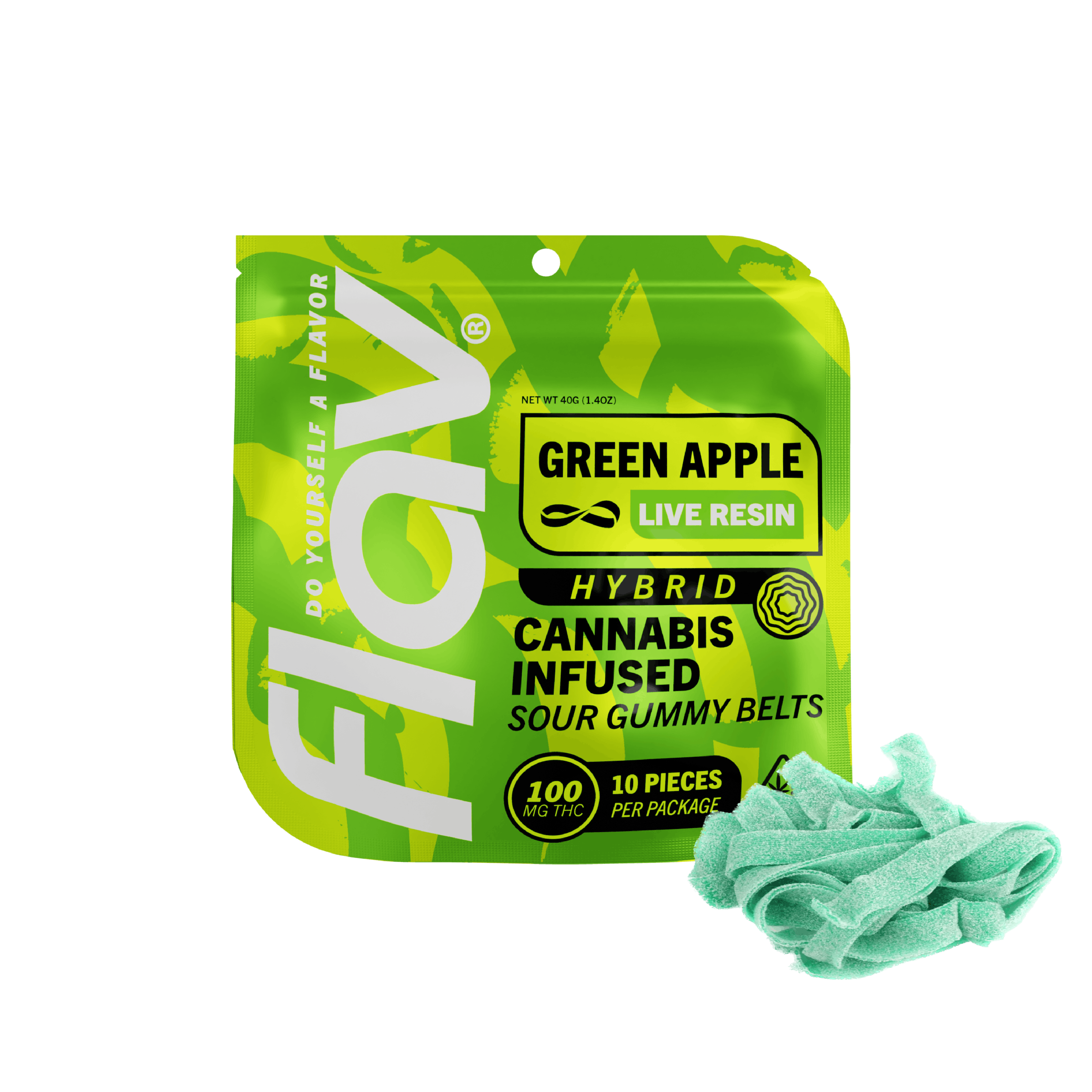 Photograph of product: Flav | Apple (Hybrid) Live Resin Belts 10pk, 100mg