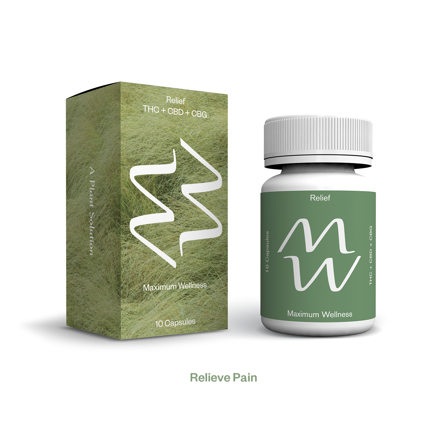 Photograph of Product: RELIEF: 10 x 25mg (2:1:2 CBG:CBD:THC) Capsules