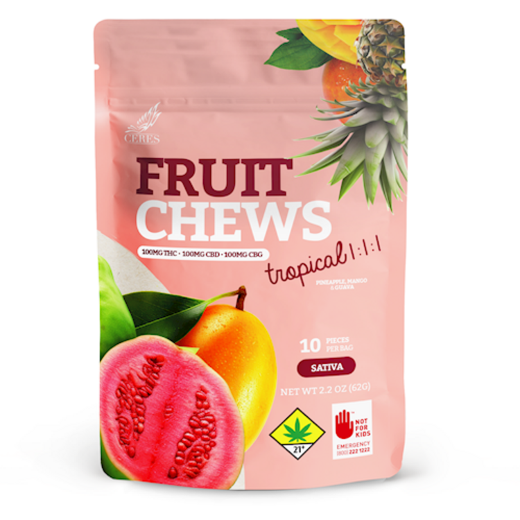 Photograph of product: Ceres Fruit Chews Assorted Tropical Oui'd 1:1:1 | 2.7oz