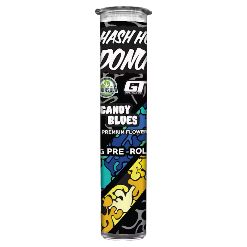 Photograph of Product: Candy Blues x Bananaconda 1.6g Hand Rolled Donut Hash Hole By Peninsula Gardens