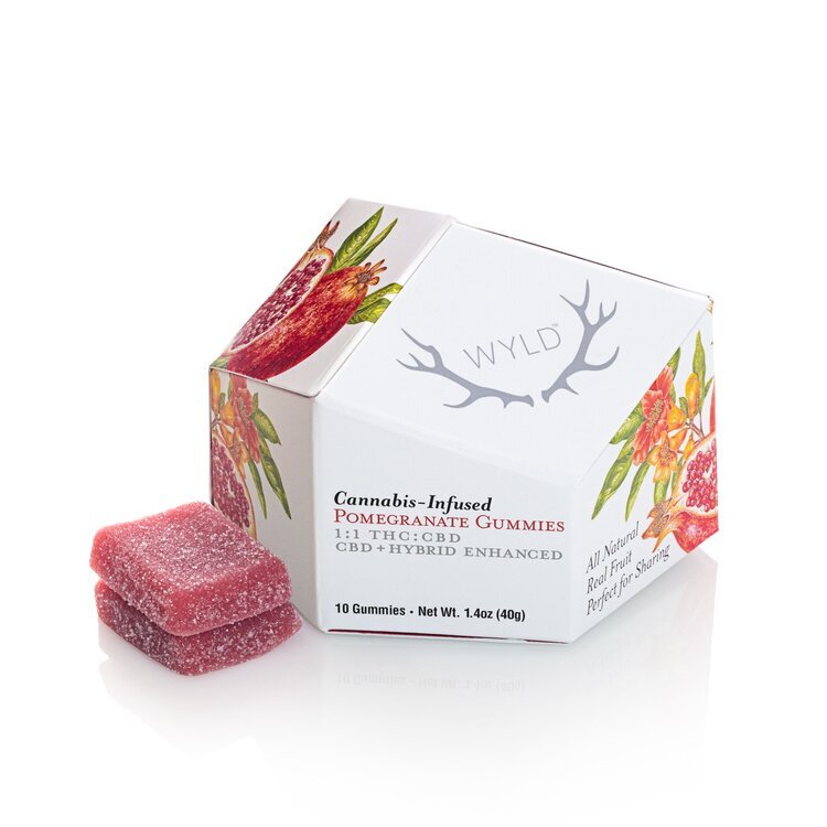 Photograph of product: Wyld: 1:1 CBD Pomegranate - Gummies 10pk 200mg