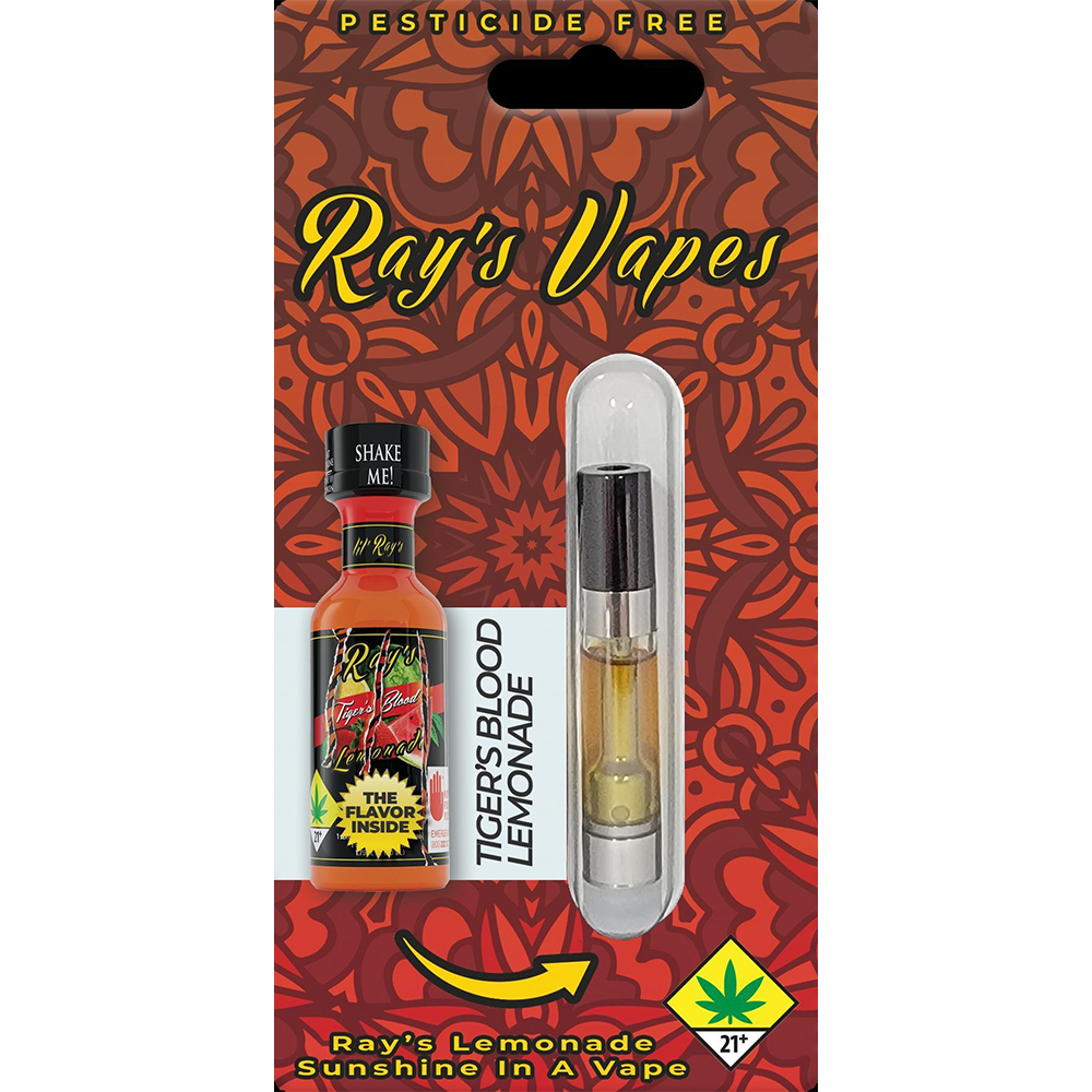 Photograph of product: Ray's Vapes | Tiger's Blood | Flavored Distillate | Cartridge | 1g