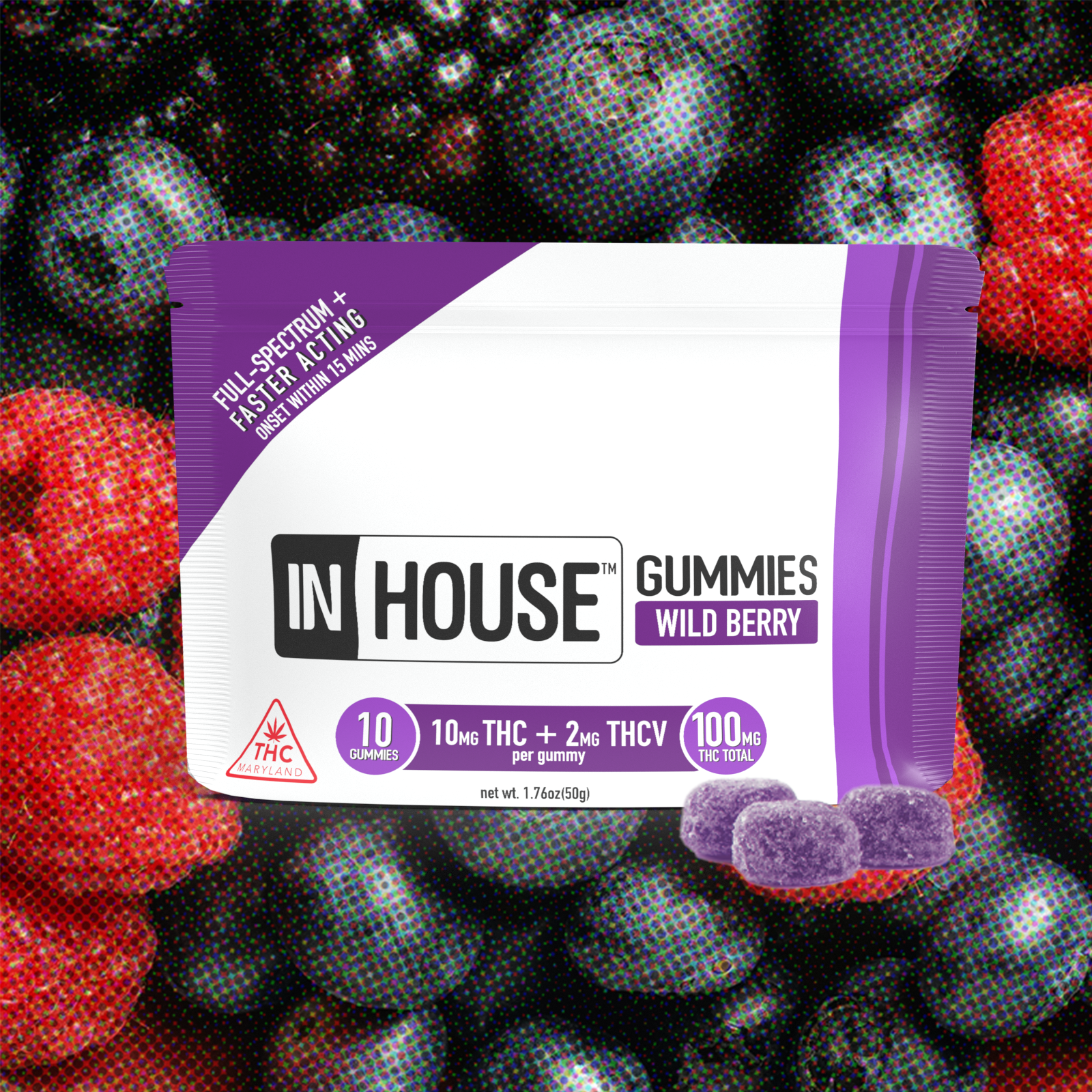 Photograph of Product: Wild Berry Fast Acting Gummies 100mg