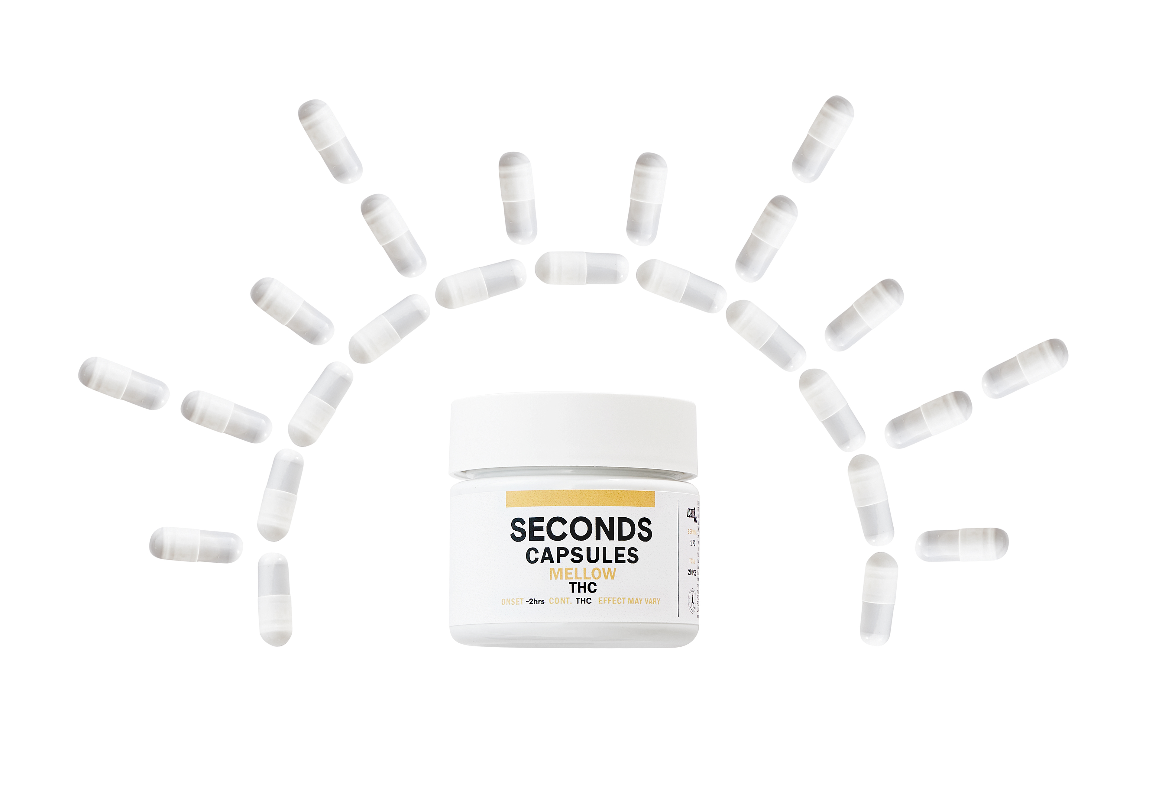 Photograph of product: Seconds Capsules I Mellow | TH-oui | 20 Pack (90-110mg)