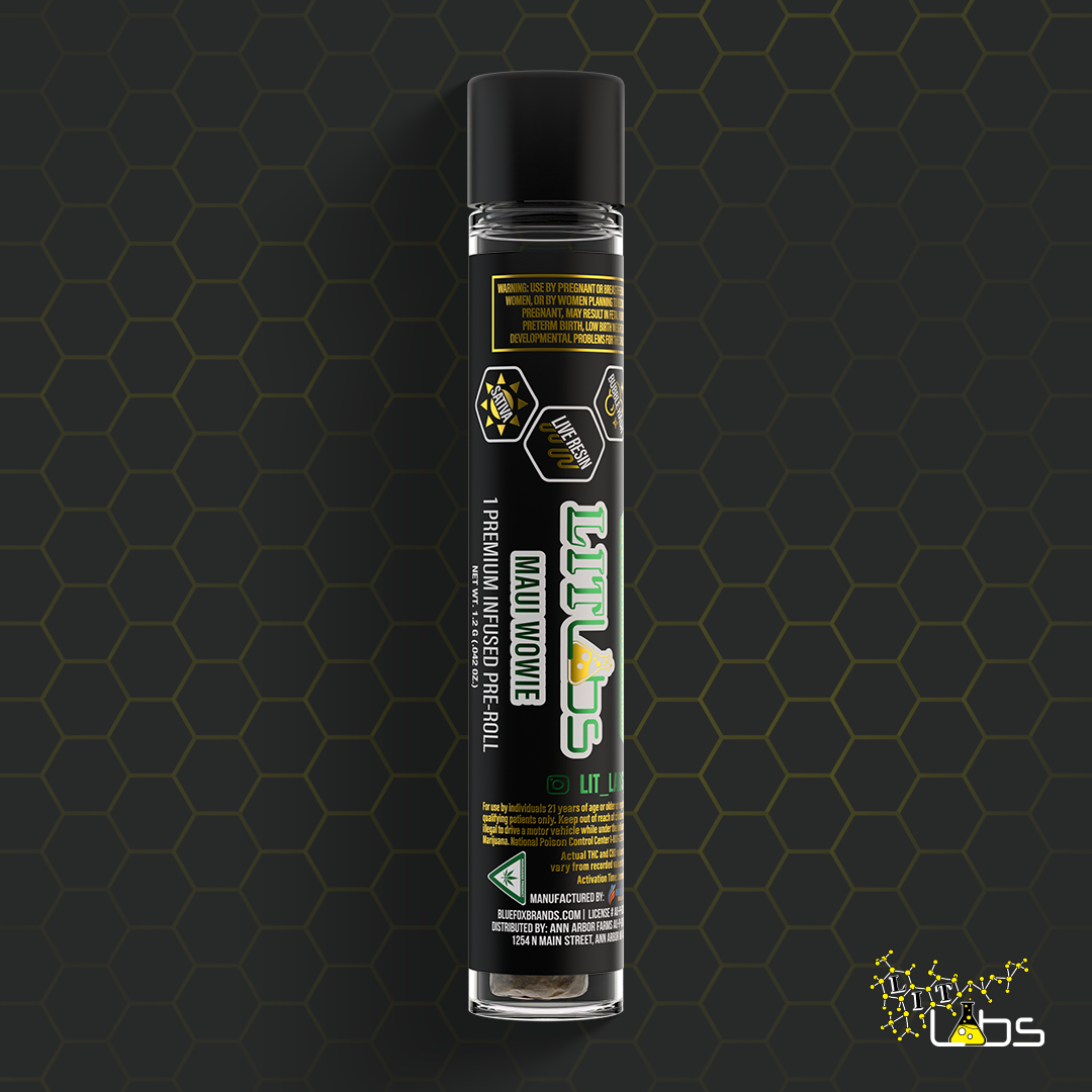Photograph of product: Maui Wowie | 1.2G Bubble au chocolat+Live Resin+CBG Infused Preroll