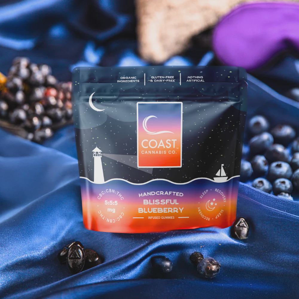 Photograph of product: Blissful Blueberry Gummies | 5mg CBN: 5mg CBC: 5mg TH-oui (100 mg)