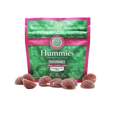 Photograph of product: Performance Hummies: Raspberry Lime (1:1:1 TH-ouiV:CBG:TH-oui) 10mg Gummies (Oui'd) - 100mg