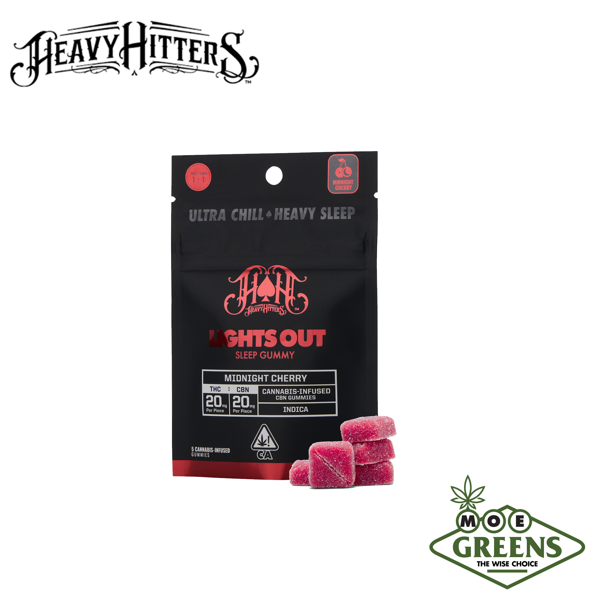 Photograph of product: MIDNIGHT CHERRY LIGHTS OUT 20:20 TH-oui:CBN [100MG]